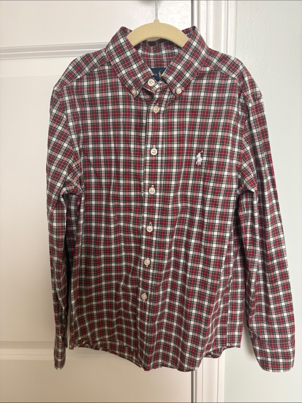 Polo by Ralph Lauren Red White and Green Plaid Button-Down Shirt